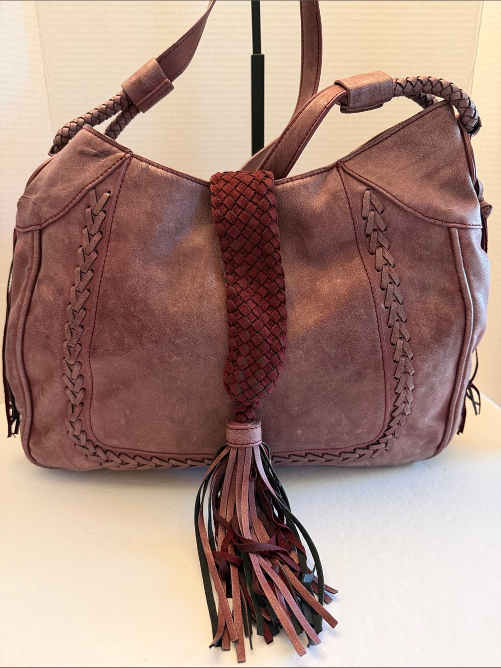 Steve Madden Steven Hobo Braided Tassel Shoulder Bag